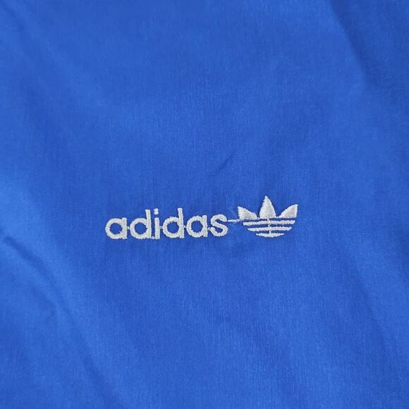 Vintage Adidas Reversible Jacket Mens Large Blue Gray Trefoil Spellout Snap Up - Picture 7 of 16